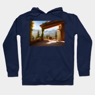 Sunny View of the Dolomite Mountains in Italy in winter Hoodie